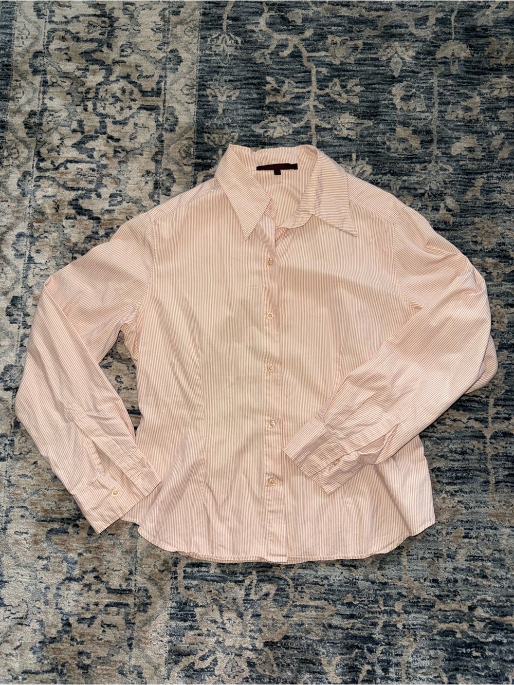 Zara Pink/Red Striped Button-Down Shirt